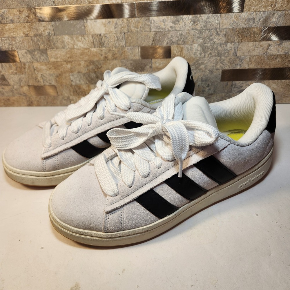 Adidas Grand‎ Court Base 2.0 Mens Size 9 White Black Gum Suede Sneakers JP7631